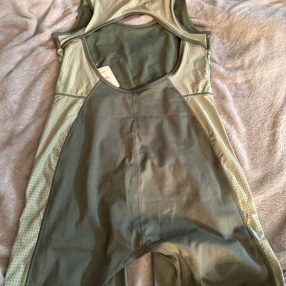 Fabletics Sage and Cream Jumpsuit - Picture 2 of 5